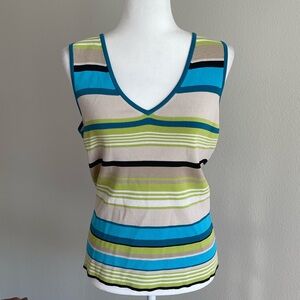 Striped V-Neck Sleeveless Top Size XL